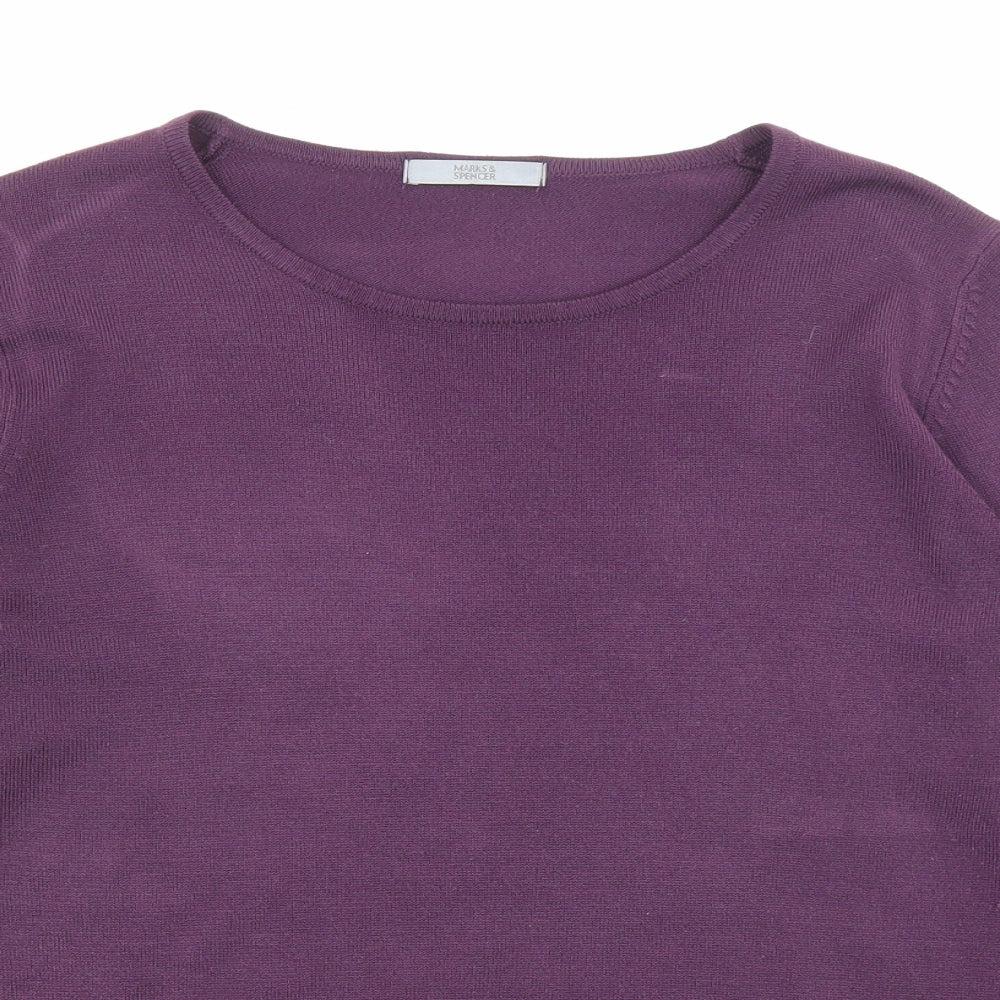 Marks and Spencer Womens Purple Crew Neck Acrylic Pullover Jumper Size 10