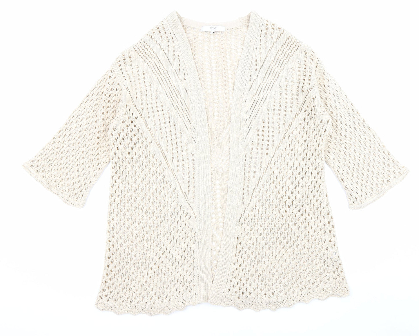 NEXT Womens Beige Round Neck Cotton Cardigan Jumper Size S
