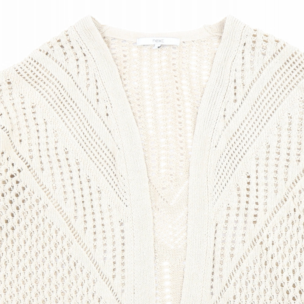 NEXT Womens Beige Round Neck Cotton Cardigan Jumper Size S