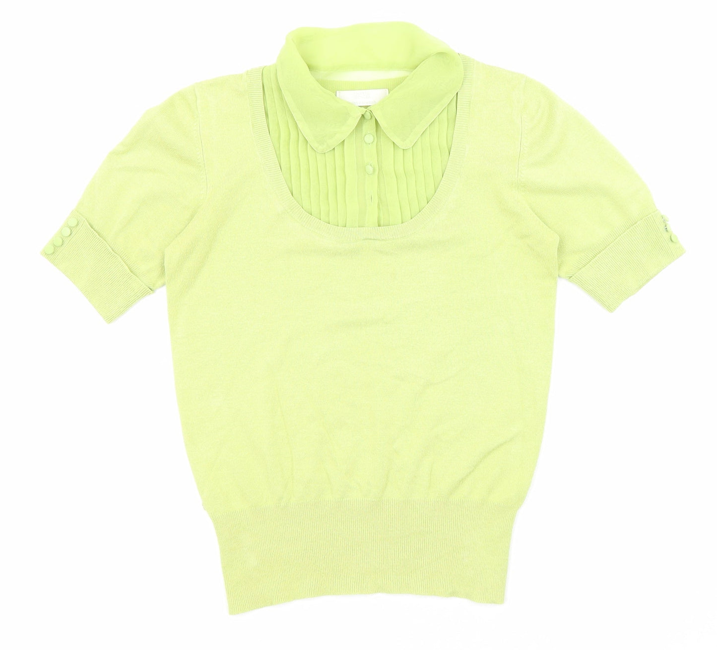 Marks and Spencer Womens Green Collared Polyester Pullover Jumper Size 8