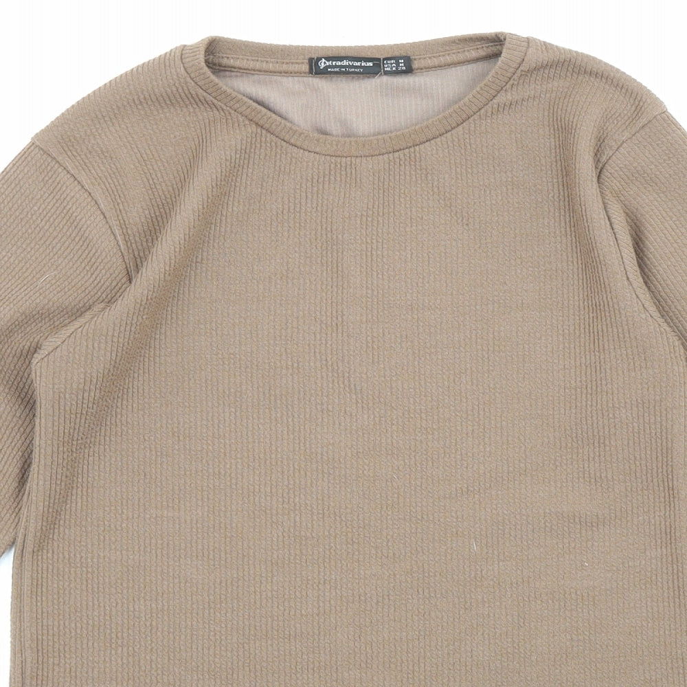 Stradivarius Womens Brown Round Neck Acrylic Pullover Jumper Size M