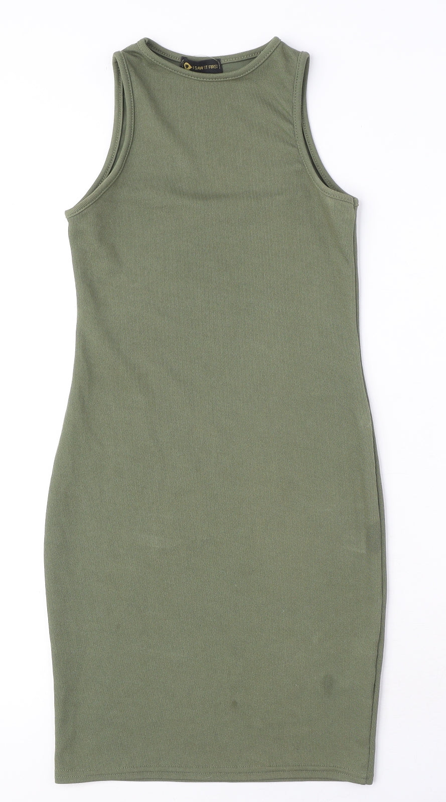 I SAW IT FIRST Womens Green Polyester Mini Size 4 Round Neck Pullover - Ribbed