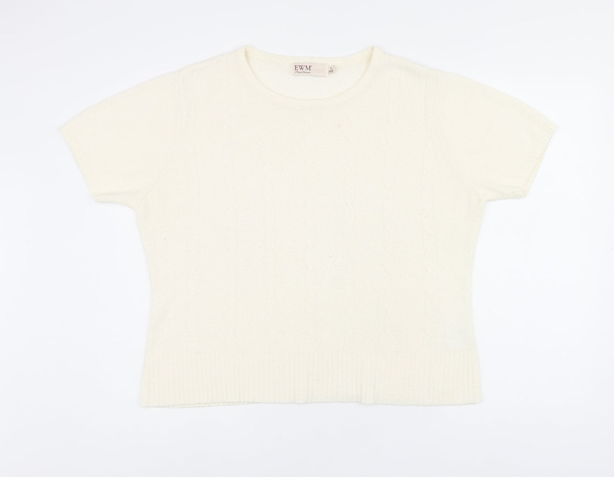 EWM Womens Beige Round Neck Acrylic Pullover Jumper Size 18 - Size 18-20