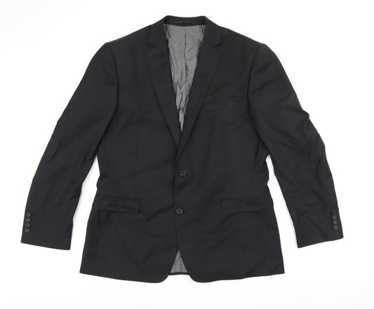 French Connection Mens Black Wool Jacket Suit Jacket Size 42 Regular