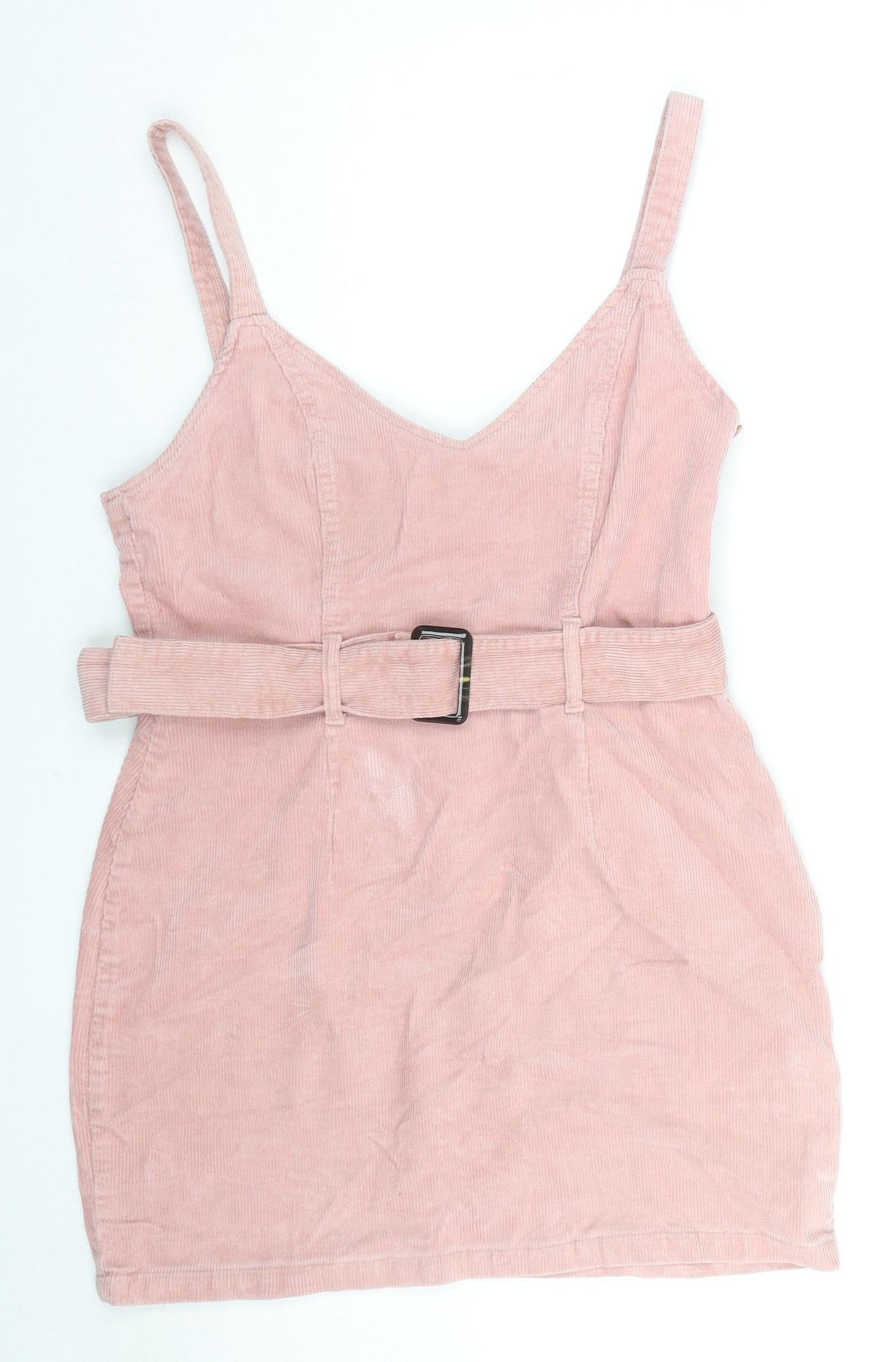 Divided by H&M Womens Pink Cotton Mini Size 12 V-Neck Zip