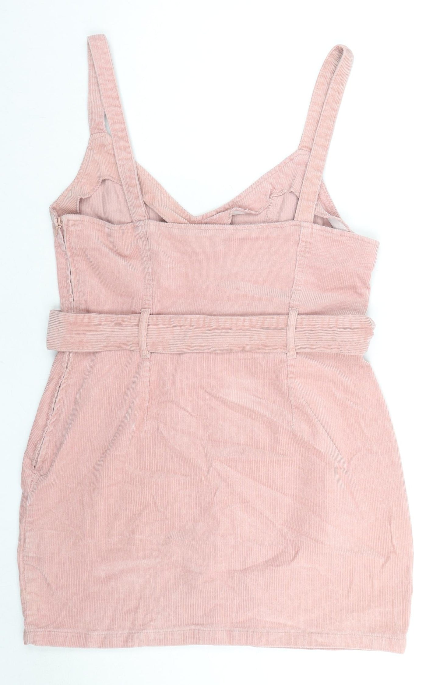 Divided by H&M Womens Pink Cotton Mini Size 12 V-Neck Zip