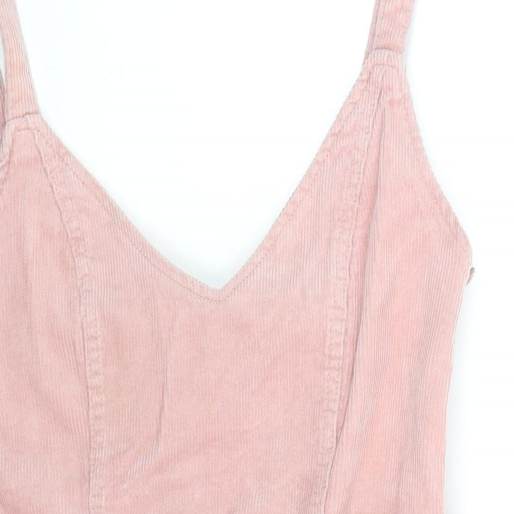 Divided by H&M Womens Pink Cotton Mini Size 12 V-Neck Zip