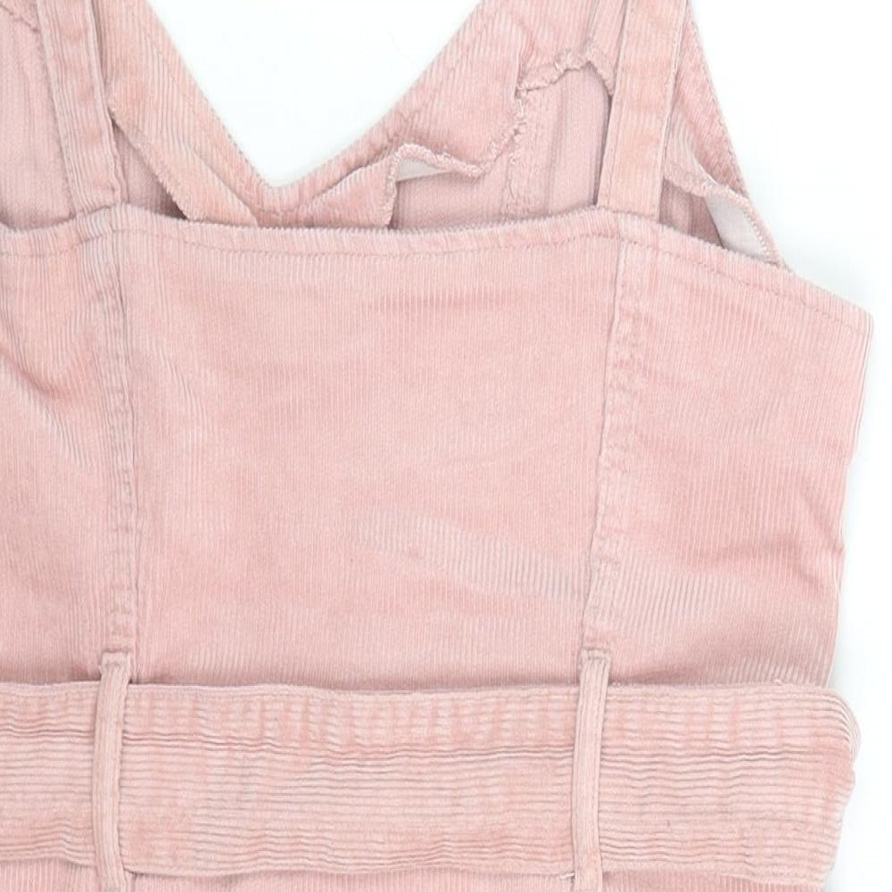 Divided by H&M Womens Pink Cotton Mini Size 12 V-Neck Zip