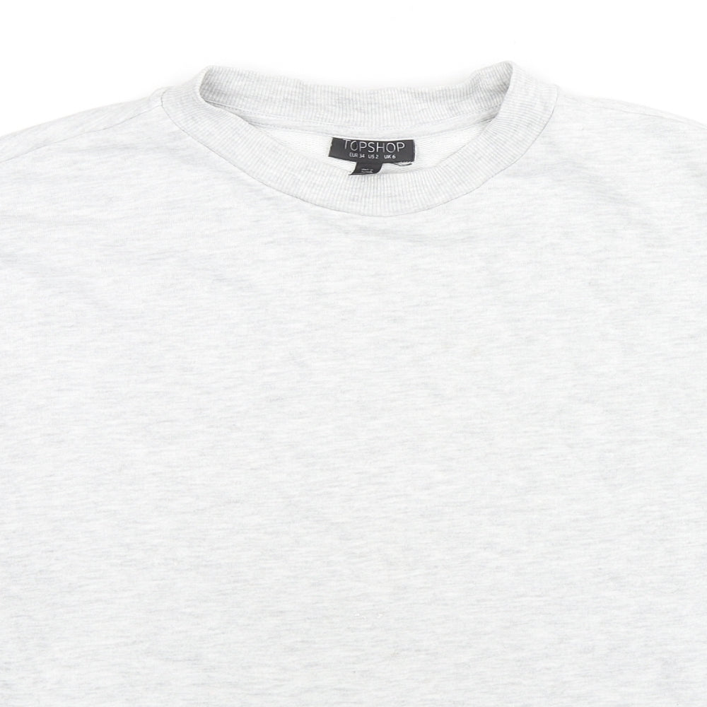 Topshop Womens Grey Cotton Pullover Sweatshirt Size 6 Pullover