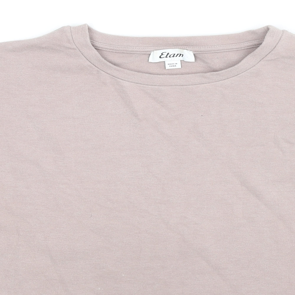 Etam Womens Beige Viscose Basic Blouse Size M Boat Neck