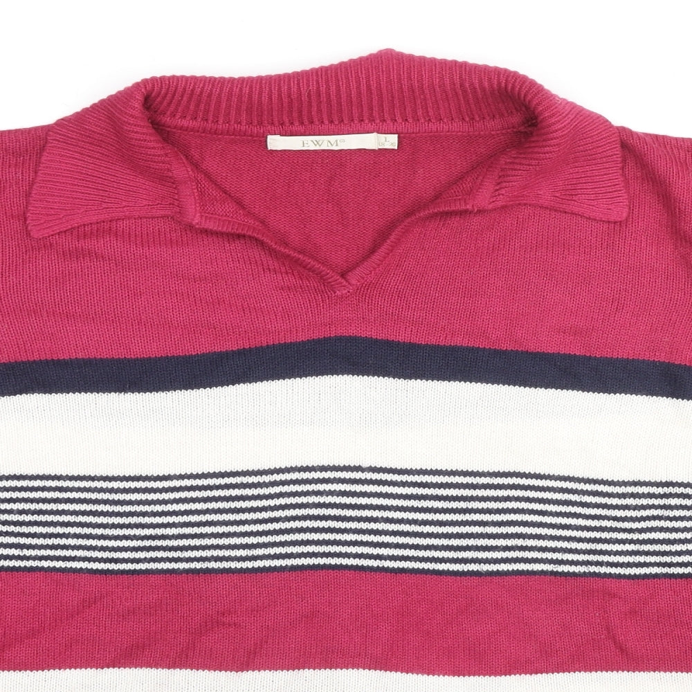 EWM Womens Multicoloured Collared Striped Acrylic Pullover Jumper Size 18 - Size 18-20