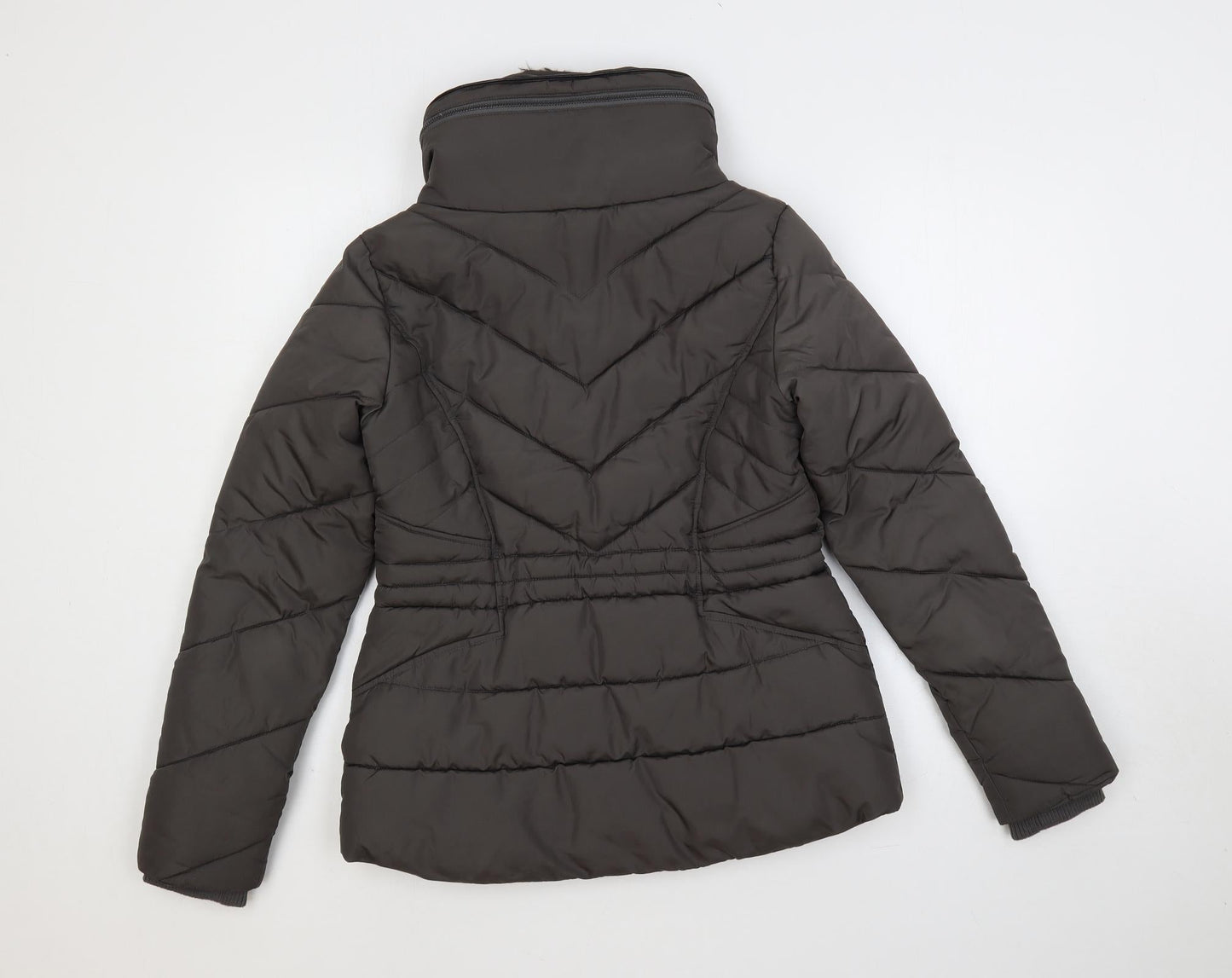 Oasis Womens Green Quilted Jacket Size XS Zip - Adjustable Waist