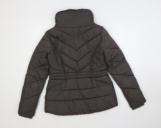 Oasis Womens Green Quilted Jacket Size XS Zip - Adjustable Waist