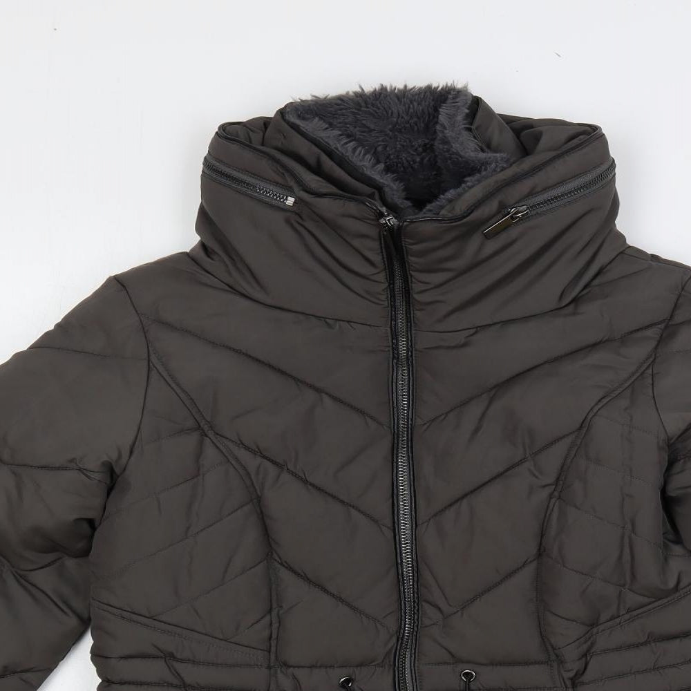 Oasis Womens Green Quilted Jacket Size XS Zip - Adjustable Waist