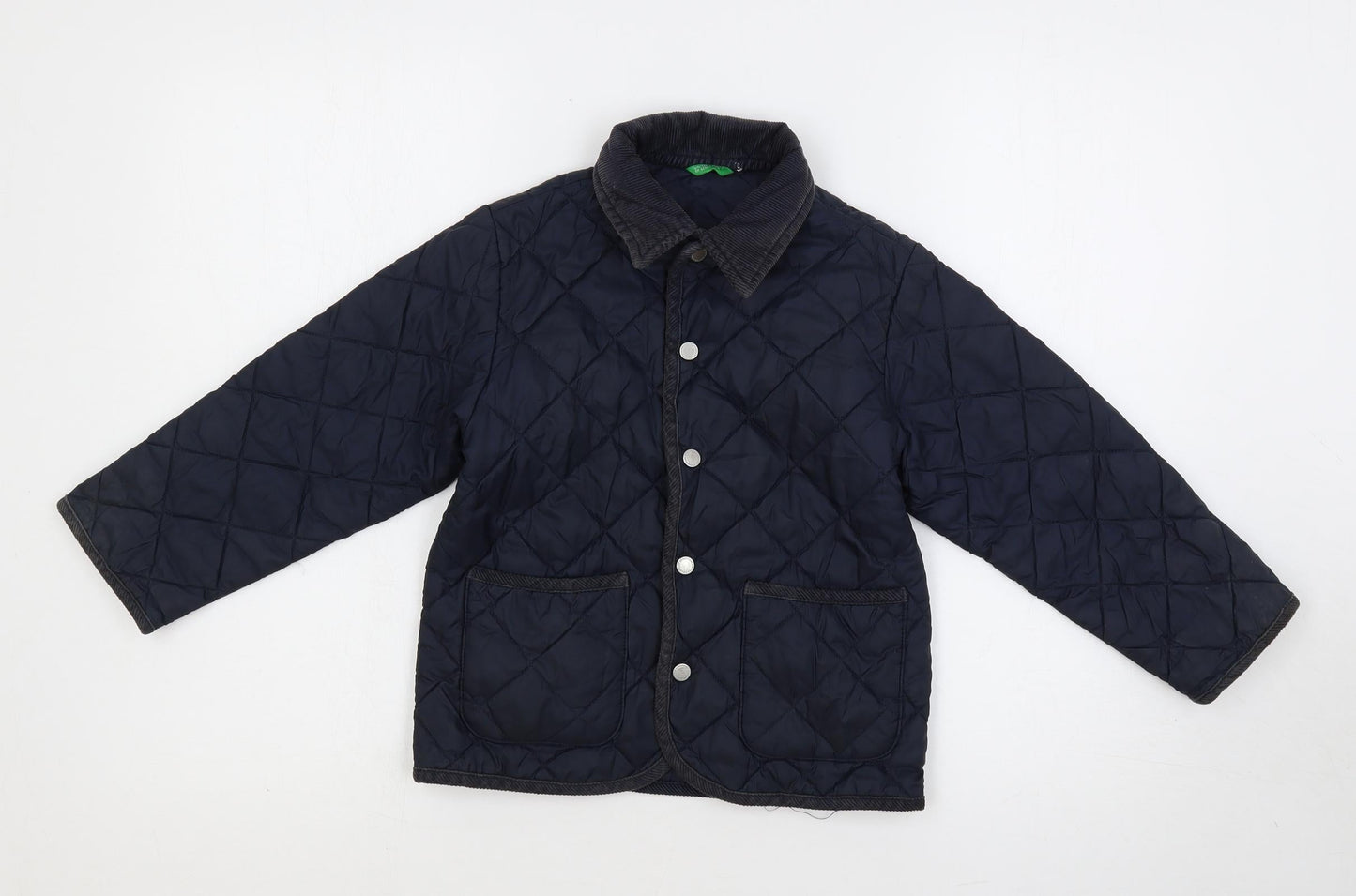 United Colors of Benetton Boys Blue Quilted Jacket Size 4 Years Snap