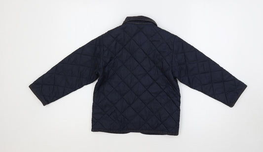 United Colors of Benetton Boys Blue Quilted Jacket Size 4 Years Snap