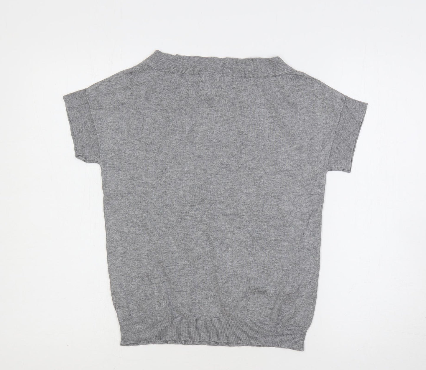 Marks and Spencer Womens Grey Boat Neck Viscose Pullover Jumper Size 12