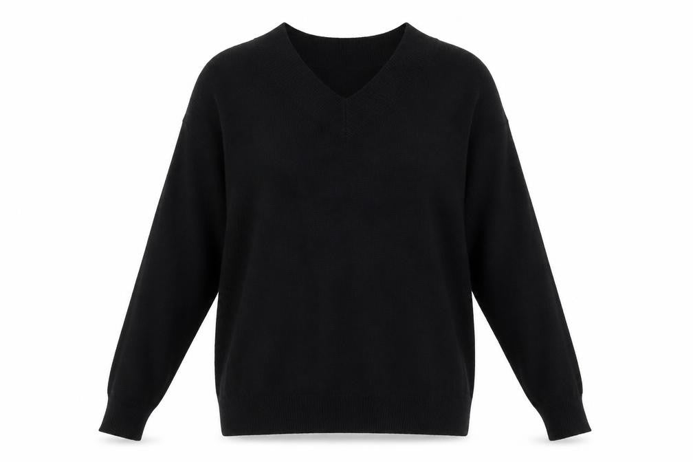 Marks and Spencer Womens Black V-Neck Acrylic Pullover Jumper Size M