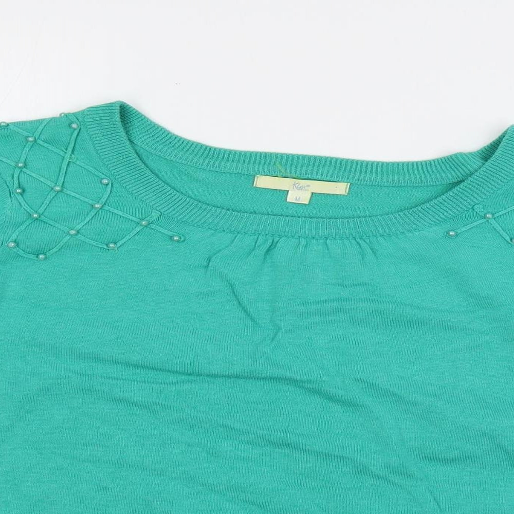 Klass Womens Green Boat Neck Cotton Pullover Jumper Size M