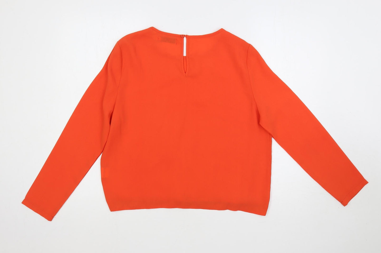 Jaune Rouge Womens Orange Polyester Basic Blouse Size S Round Neck - Chain Detail