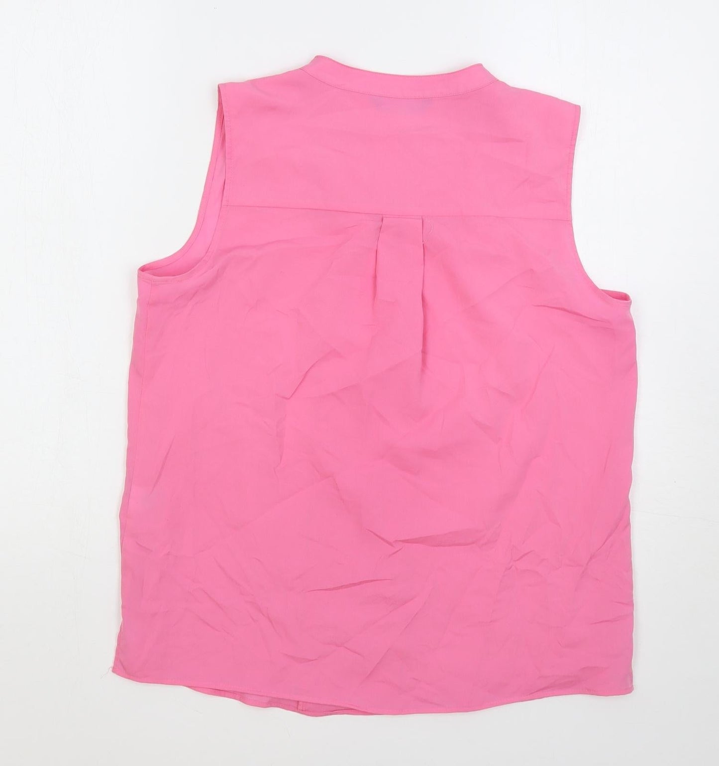 Marks and Spencer Womens Pink Polyester Basic Blouse Size 12 V-Neck