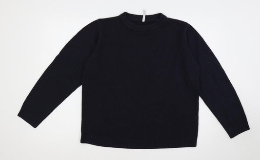 Anthology Womens Blue Crew Neck Acrylic Pullover Jumper Size 16