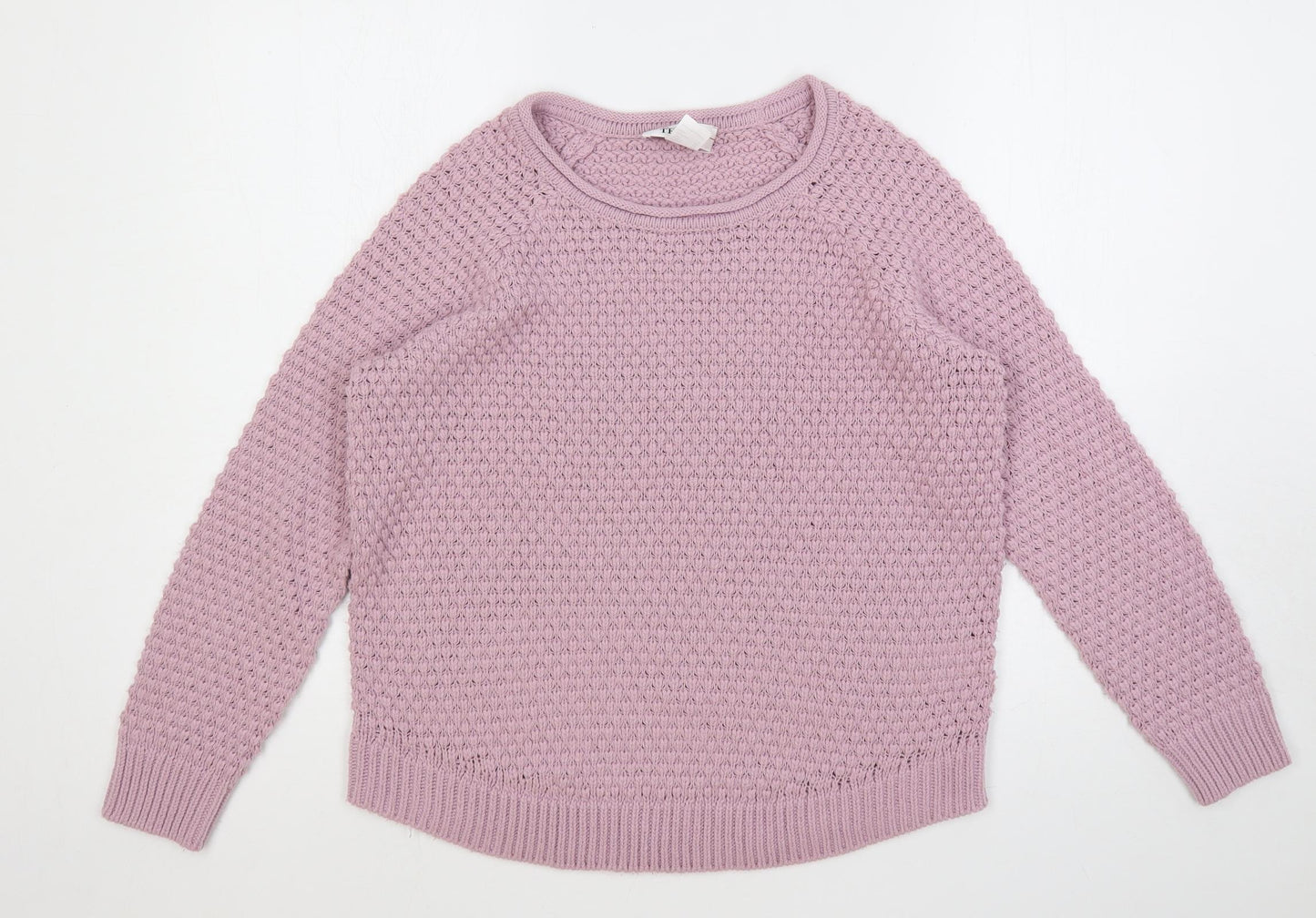 Tesini Womens Purple Round Neck Polyacrylate Fibre Pullover Jumper Size 14