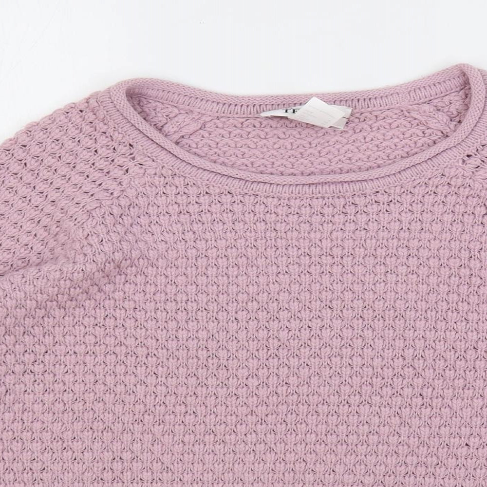 Tesini Womens Purple Round Neck Polyacrylate Fibre Pullover Jumper Size 14