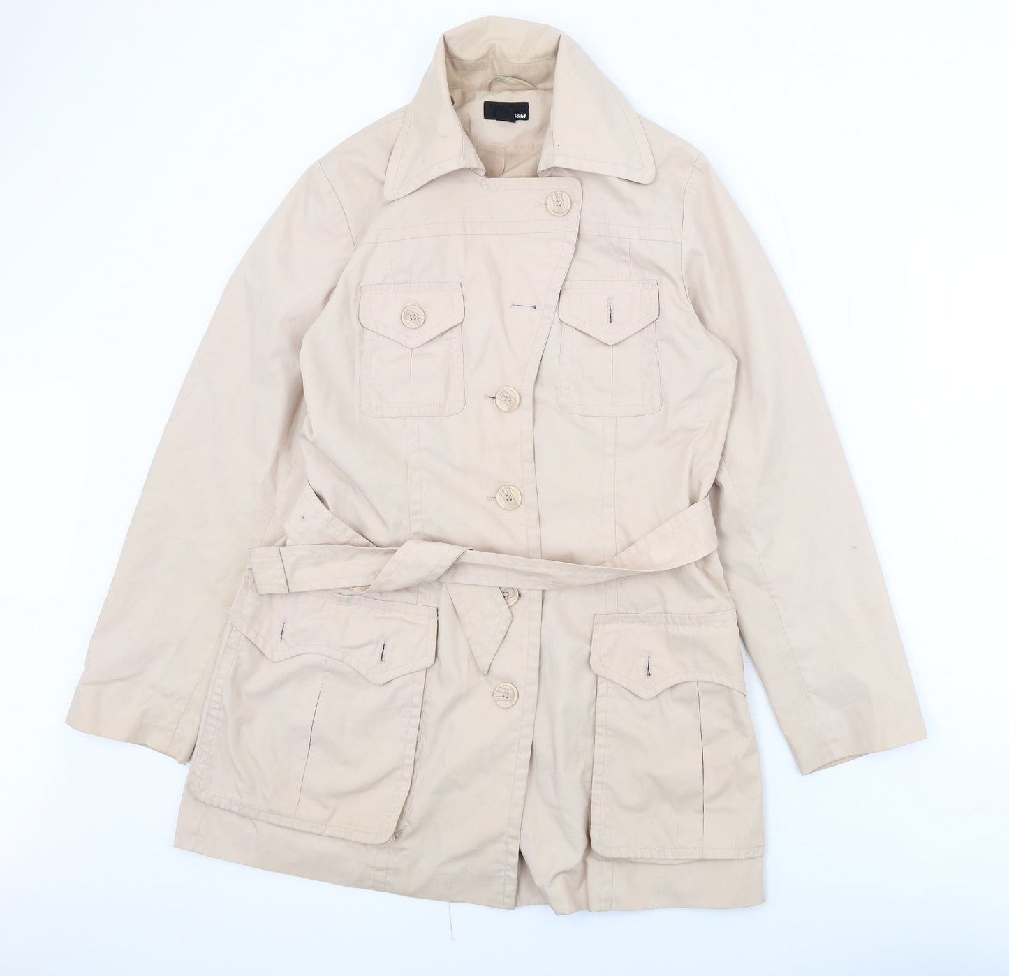 H&M Womens Beige Trench Coat Coat Size 14 Button