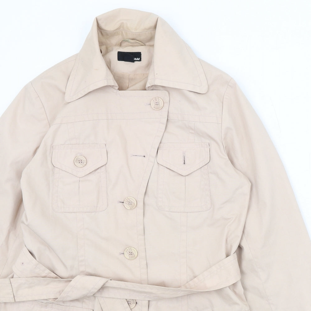 H&M Womens Beige Trench Coat Coat Size 14 Button