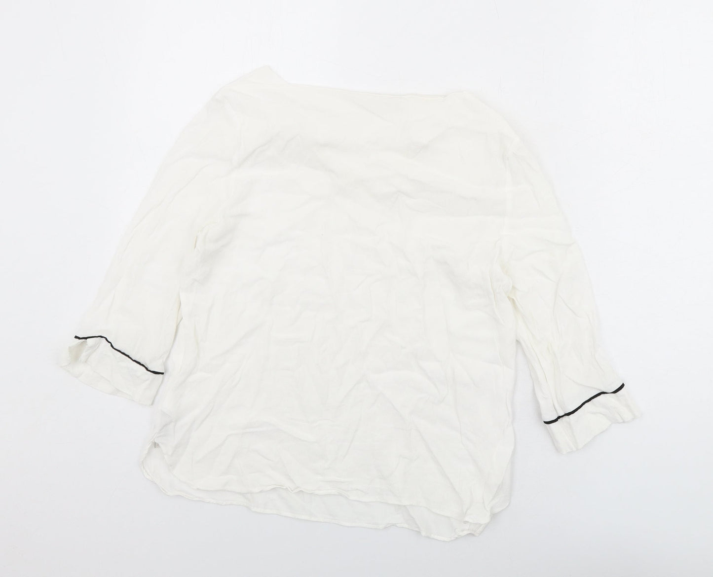 NEXT Womens White Viscose Basic Blouse Size 12 Square Neck