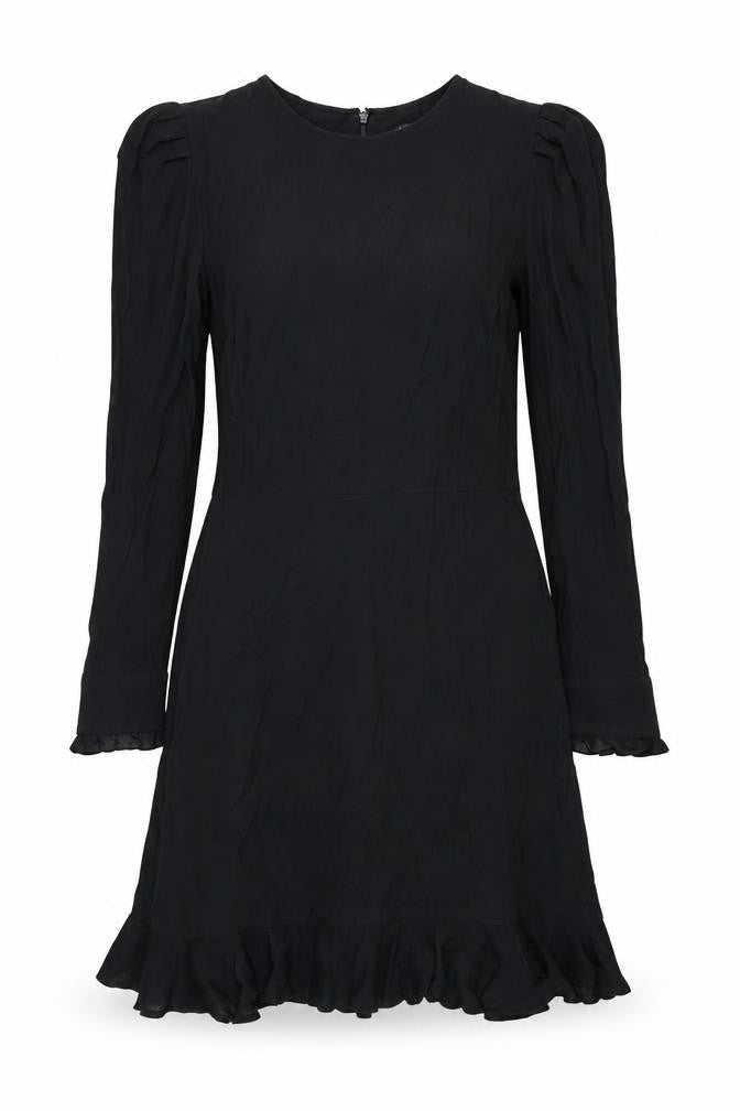Marks and Spencer Womens Black Viscose A-Line Size 6 Round Neck Zip