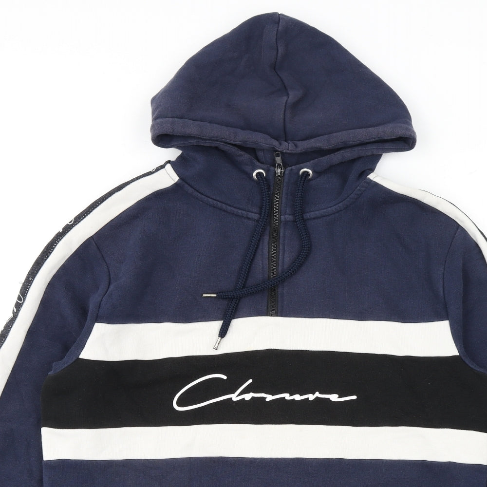 Closure Mens Blue Cotton Pullover Hoodie Size M