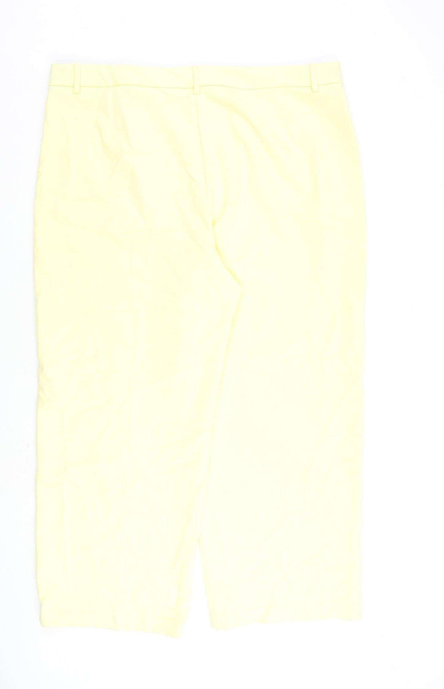 Marks and Spencer Womens Yellow Polyester Trousers Size 24 L30 in Regular Zip