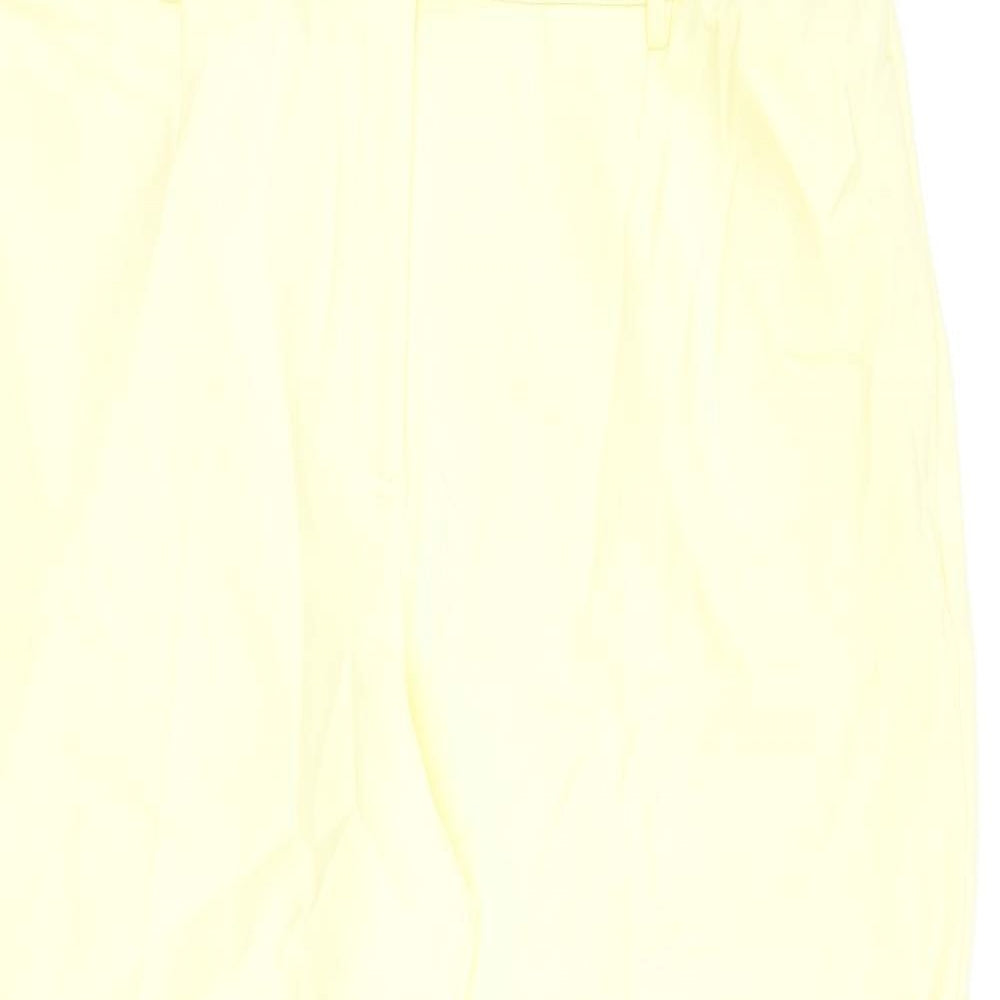 Marks and Spencer Womens Yellow Polyester Trousers Size 24 L30 in Regular Zip