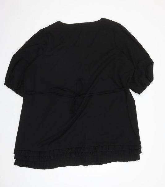 Angel Ribbons Womens Black Polyester Pencil Dress Size 30 Round Neck Pullover