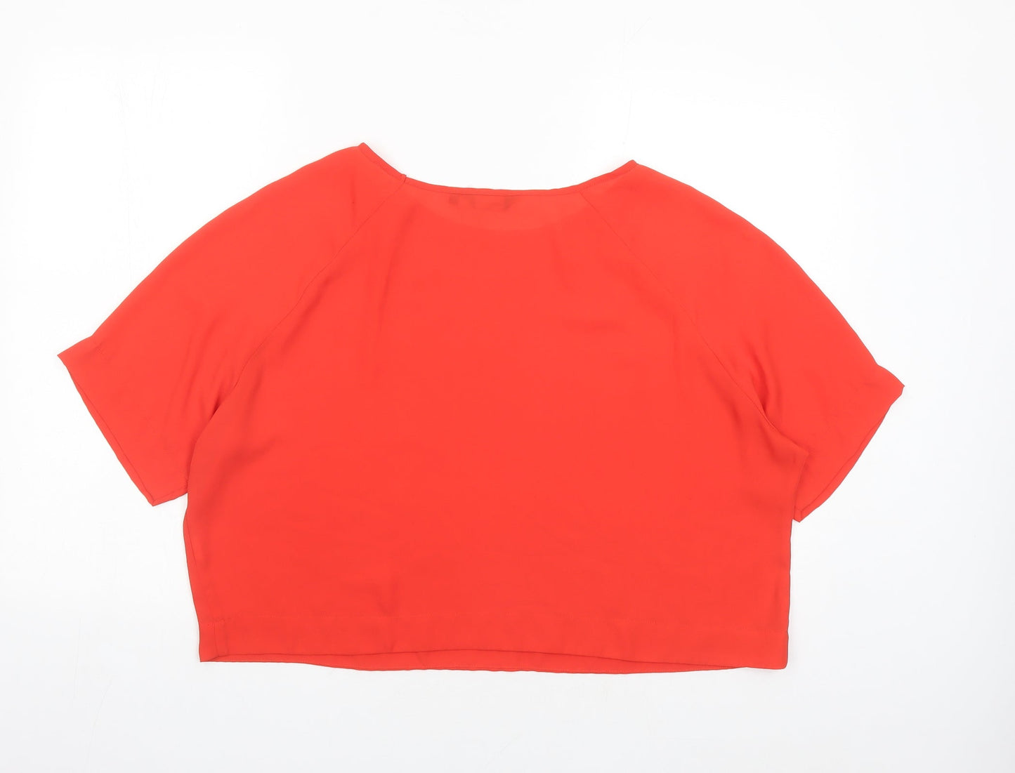 New Look Womens Orange Polyester Cropped Blouse Size 16 Round Neck