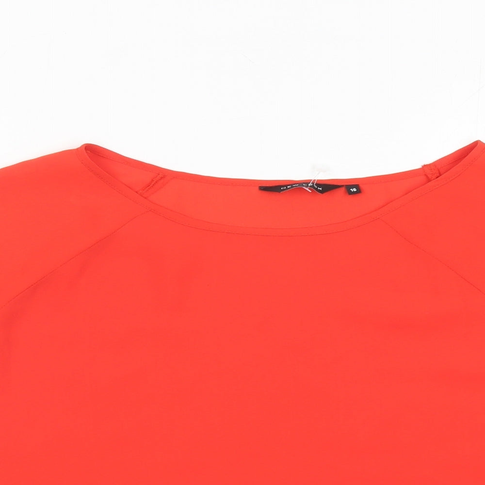 New Look Womens Orange Polyester Cropped Blouse Size 16 Round Neck