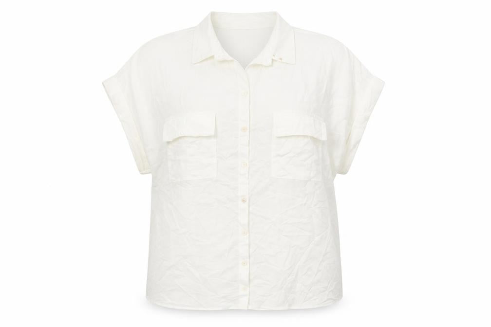 Marks and Spencer Womens White Viscose Basic Button-Up Size 18 Collared