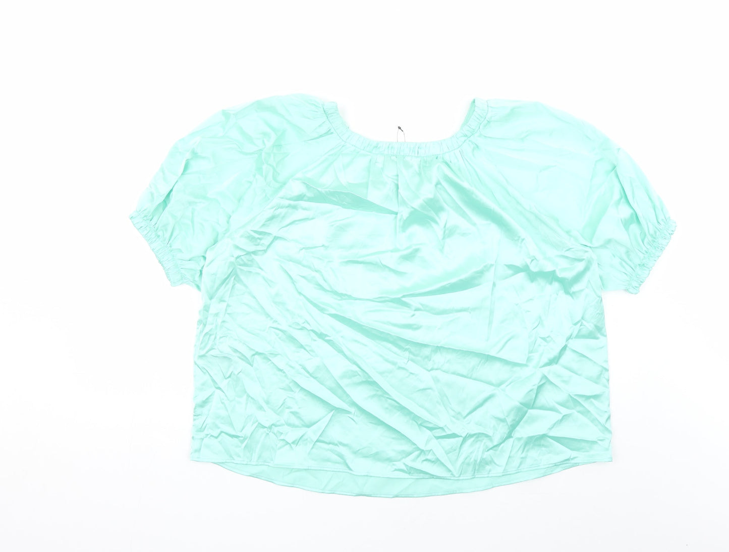 Marks and Spencer Womens Green Polyester Basic Blouse Size 12 Round Neck