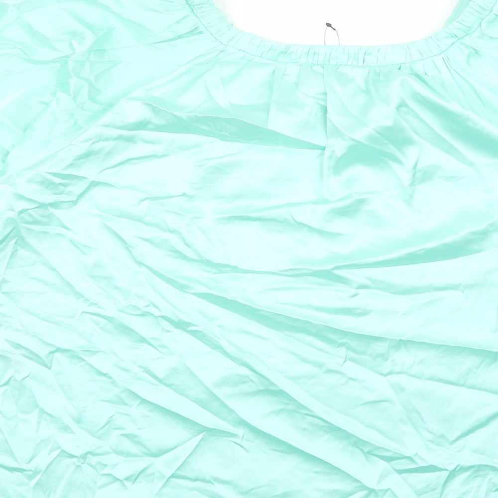 Marks and Spencer Womens Green Polyester Basic Blouse Size 12 Round Neck