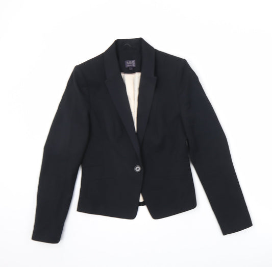 Marks and Spencer Womens Black Jacket Blazer Size 8 Button