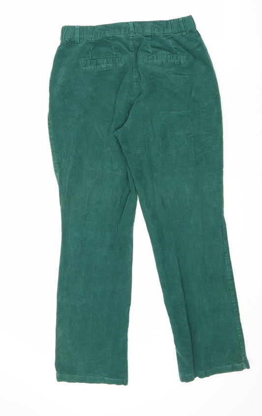 Damart Womens Green Cotton Trousers Size 27 in L28 in Regular Zip