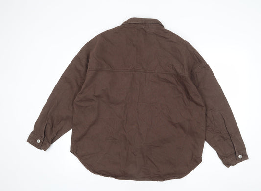 New Look Womens Brown Jacket Size 14 Button - Distressed Hem