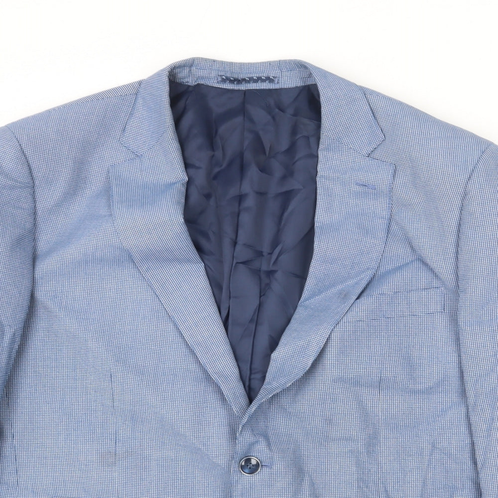Skopes Mens Blue Geometric Polyester Jacket Blazer Size 44 Regular