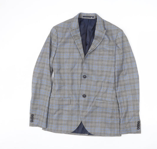 Topman Mens Multicoloured Plaid Polyester Jacket Blazer Size 34 Regular
