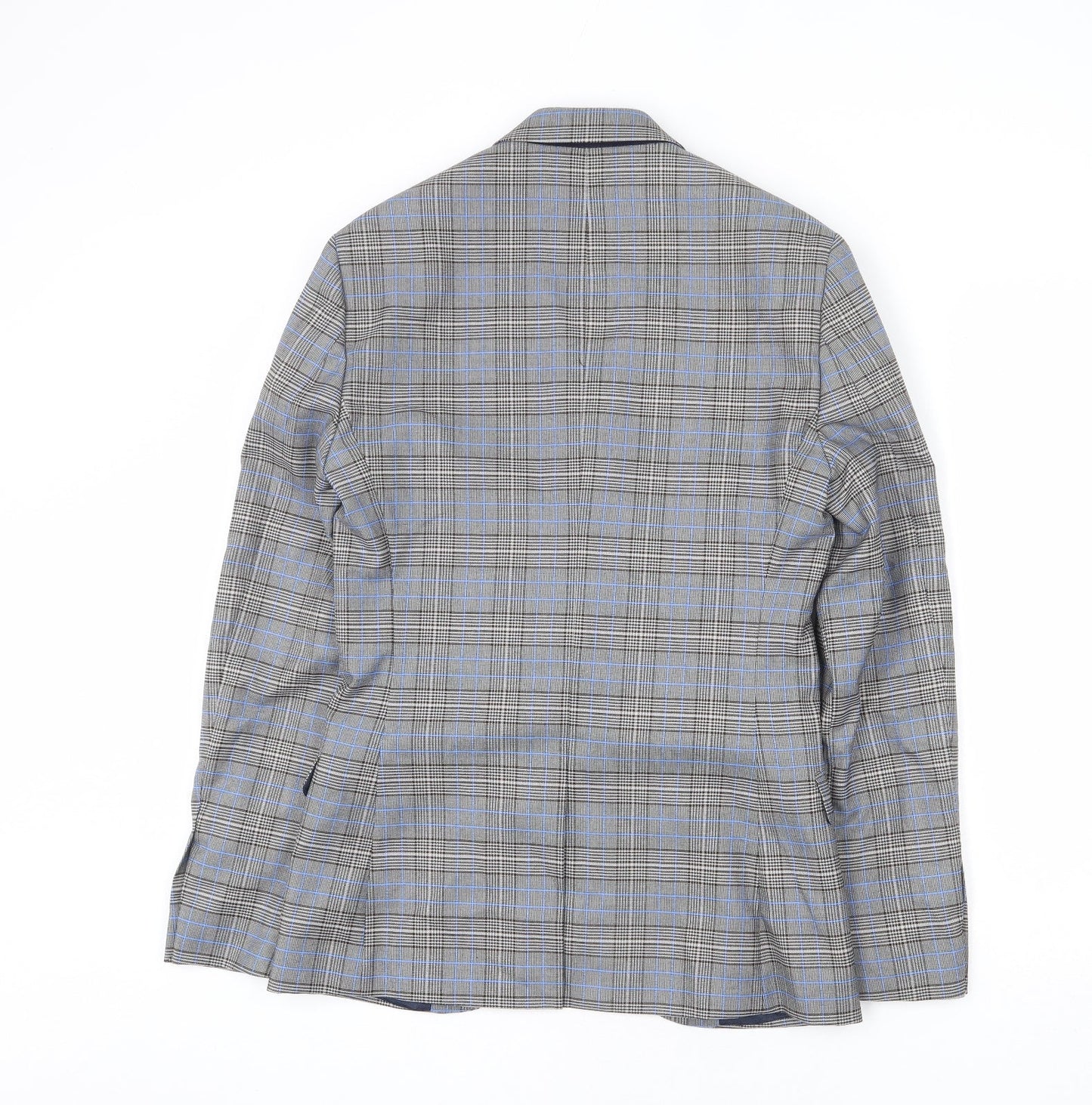 Topman Mens Multicoloured Plaid Polyester Jacket Blazer Size 34 Regular