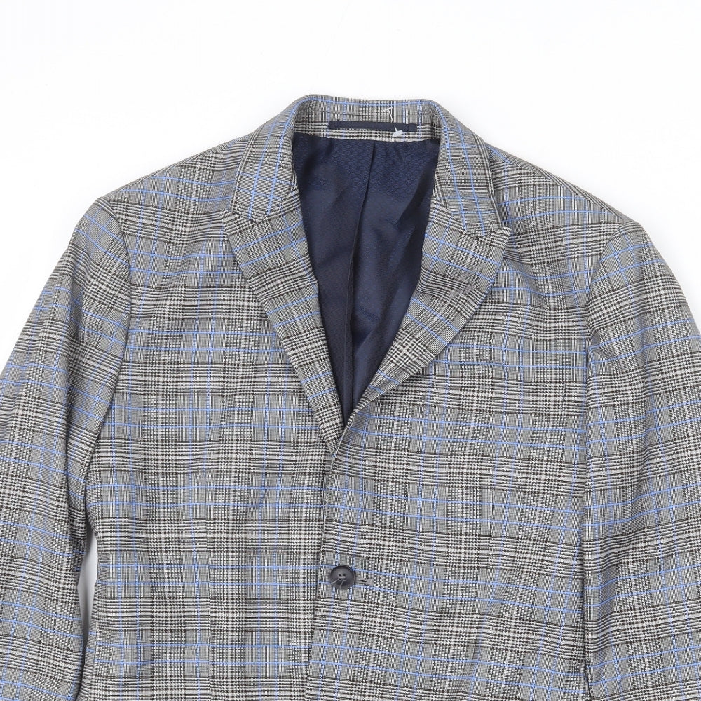 Topman Mens Multicoloured Plaid Polyester Jacket Blazer Size 34 Regular