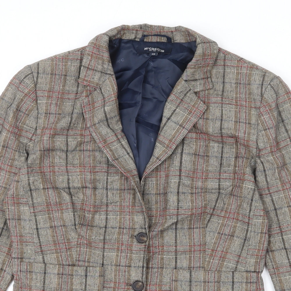 McGregor Womens Multicoloured Plaid Viscose Jacket Blazer Size 12