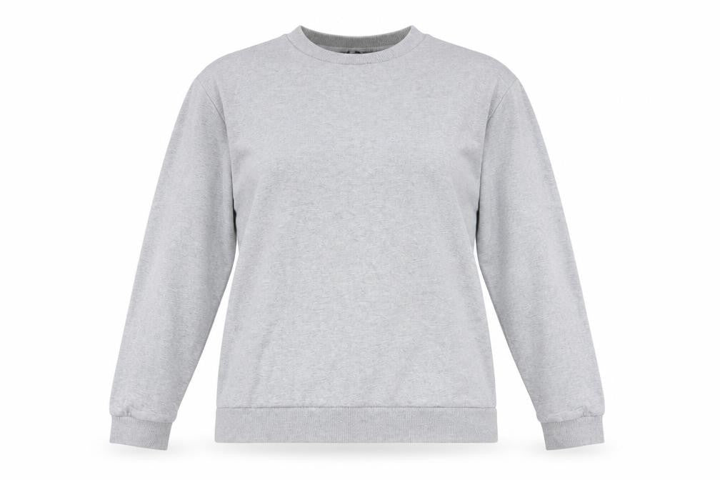 Front view of ASOS women’s grey cotton pullover sweatshirt, size M, pullover